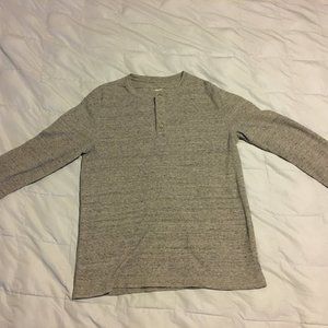 Sonoma LS 1/4 Button Shirt - L, Heather Gray